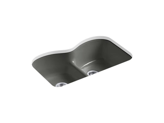 KOHLER K-6626-6U-58 Langlade 33" x 22" x 9-5/8" Smart Divide undermount double-equal kitchen sink with 6 oversize faucet holes