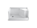 KOHLER K-9486-0 Memoirs 48" x 36" single threshold left-hand drain shower base with integral seat at right