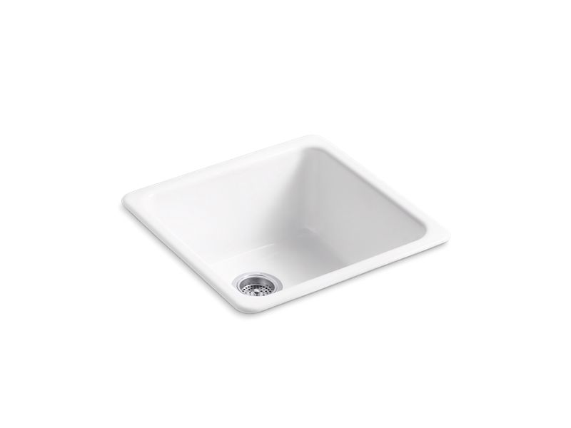 KOHLER K-6587-0 White Iron/Tones 20-7/8" x 20-7/8" x 10" top-mount/undermount single-bowl kitchen sink