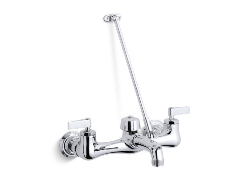 KOHLER K-8907-CP Kinlock Double lever handle service sink faucet with top-mounted wall brace