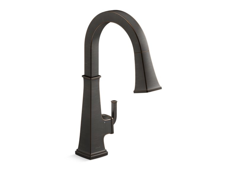 KOHLER K-23832-WB-2BZ Oil-Rubbed Bronze Riff Touchless pull-down kitchen sink faucet with KOHLER Konnect and three-function sprayhead
