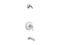 KOHLER K-TLS5318-4-CP Refinia Rite-Temp bath and shower valve trim with lever handle and spout, less showerhead