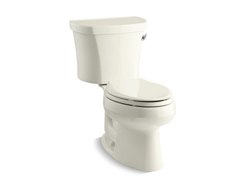 KOHLER K-3948-RZ-96 Biscuit Wellworth Two-piece elongated 1.28 gpf toilet with right-hand trip lever, tank cover locks, insulated tank and 14" rough-in