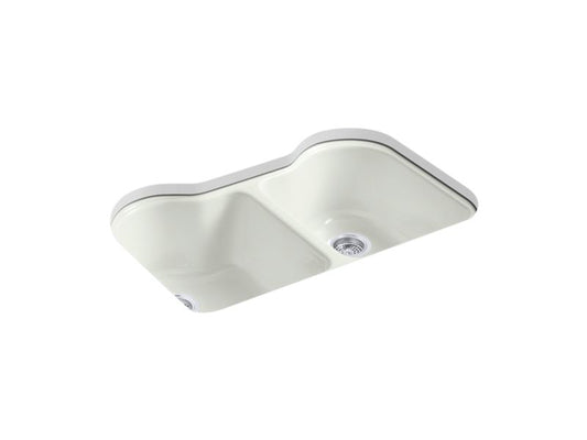 KOHLER K-5818-5U-NY Hartland 33" x 22" x 9-5/8" Undermount double-equal kitchen sink with 5 faucet holes