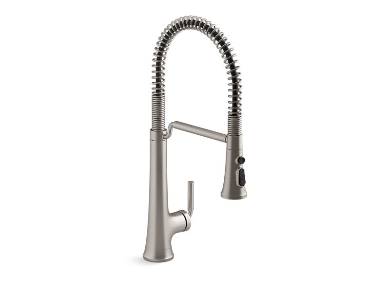 KOHLER K-23765-VS Vibrant Stainless Tone Semi-professional pull-down kitchen sink faucet with three-function sprayhead