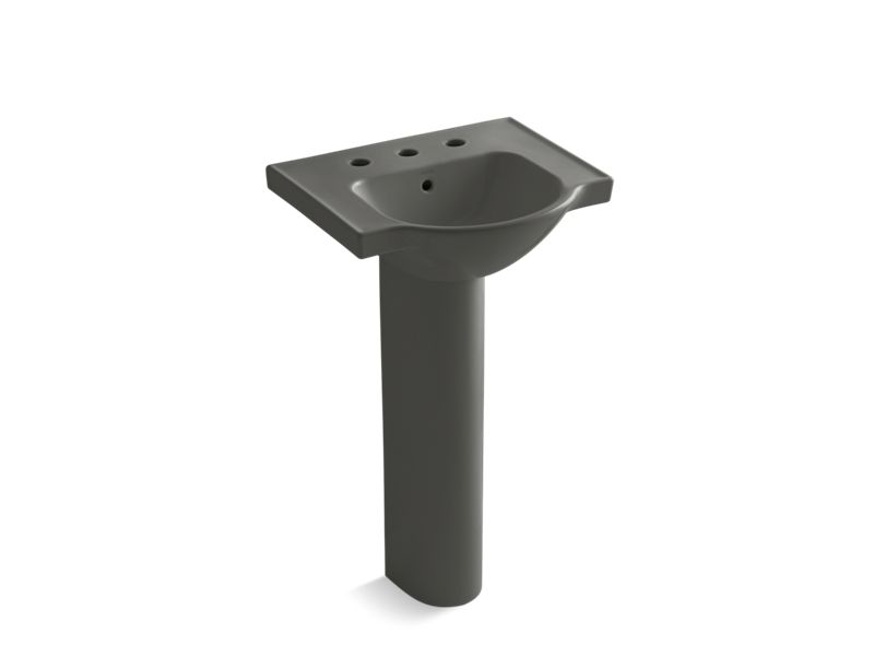 KOHLER Veer K-5265-8-58 Thunder Grey 21" rectangular pedestal bathroom sink