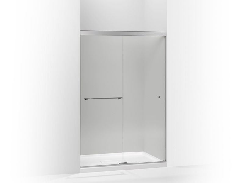 KOHLER K-707100-L-SHP Bright Polished Silver Revel Sliding shower door, 70" H x 44-5/8 - 47-5/8" W, with 1/4" thick Crystal Clear glass