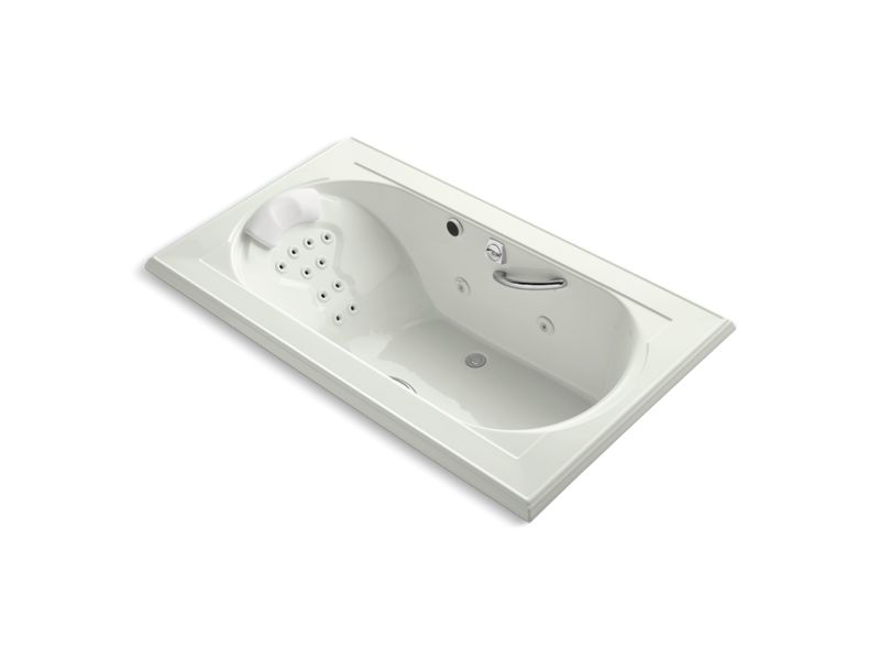 KOHLER K-1418-M-NY Memoirs 72" x 42" drop-in whirlpool bath with massage package, end drain and heater