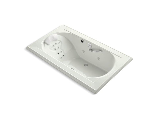 KOHLER K-1418-M-NY Memoirs 72" x 42" drop-in whirlpool bath with massage package, end drain and heater