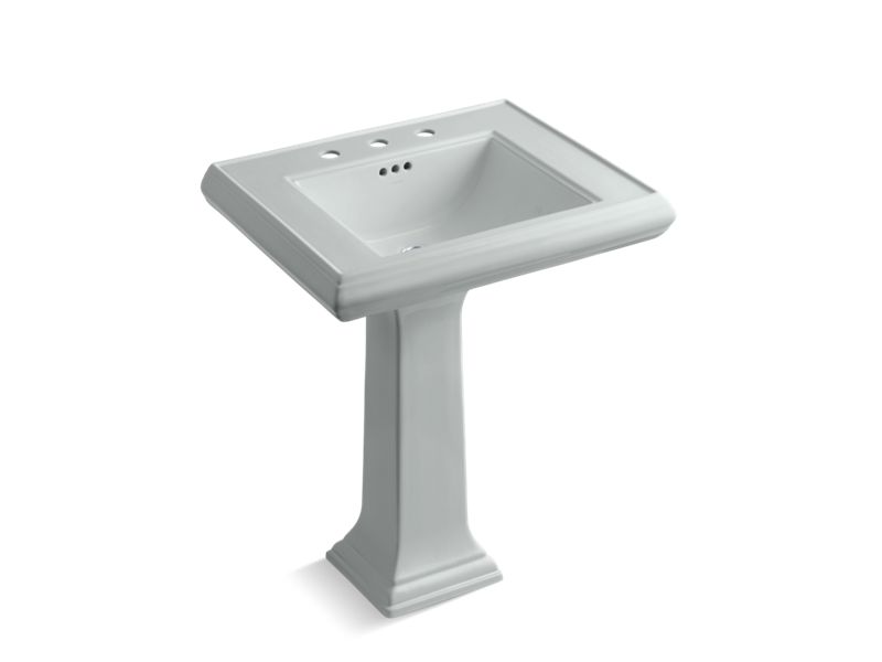 KOHLER K-2258-8-95 Ice Grey Memoirs Classic 27" pedestal bathroom sink with 8" widespread faucet holes
