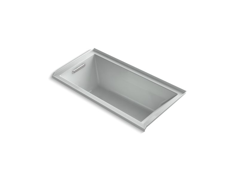 KOHLER K-1167-VBLW-95 Ice Grey Underscore 60" x 30" alcove VibrAcoustic bath with Bask heated surface, integral flange, and left-hand drain