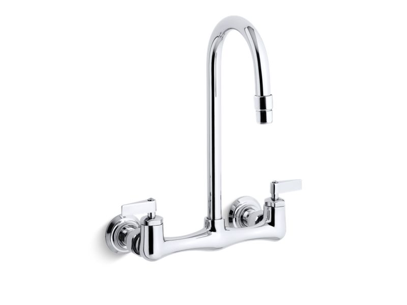 KOHLER K-7320-4-CP Triton double lever handle utility sink faucet with gooseneck spout