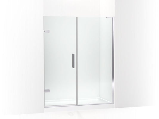 KOHLER K-27619-10L-SHP Bright Polished Silver Components Frameless pivot shower door, 71-3/4" H x 58 - 58-3/4" W, with 3/8" thick Crystal Clear glass