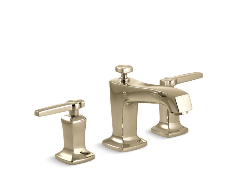 KOHLER K-16232-4-AF Vibrant French Gold Margaux Widespread bathroom sink faucet with lever handles