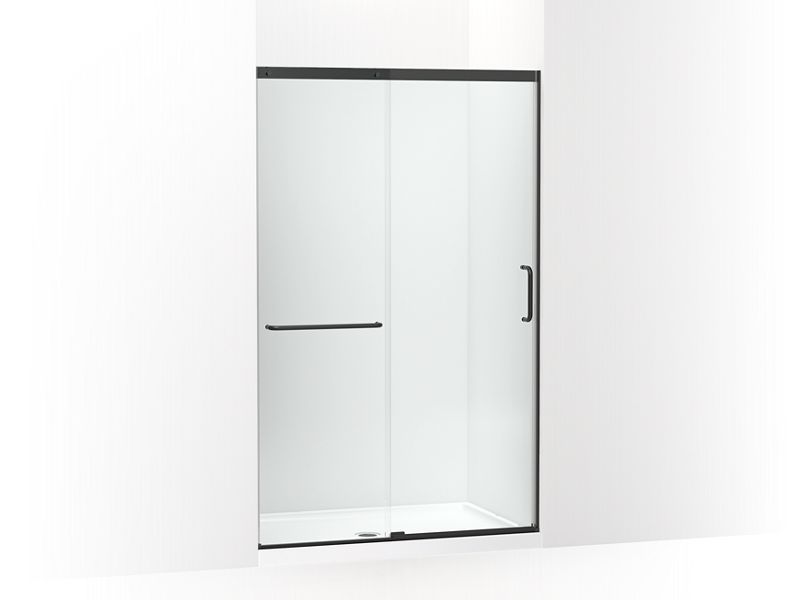 KOHLER K-707613-8L-BL Matte Black Elate Tall Sliding shower door, 75-1/2" H x 44-1/4 - 47-5/8" W, with heavy 5/16" thick Crystal Clear glass