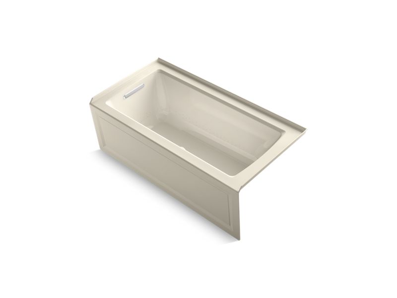 KOHLER Archer K-1947-GHLA-47 Almond 60" x 30" alcove Heated BubbleMassage air bath, left drain