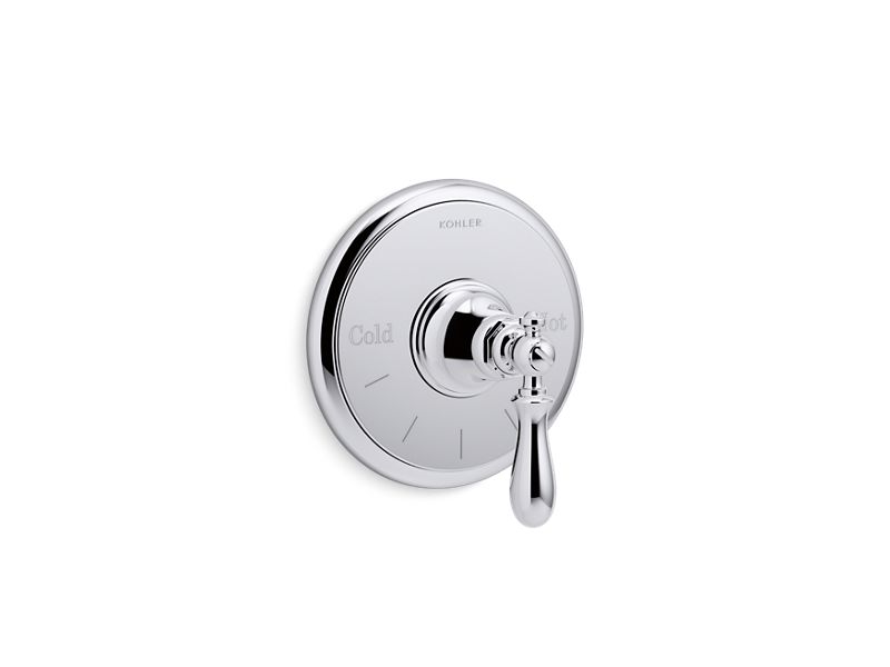 KOHLER K-T72769-9M-CP Polished Chrome Artifacts MasterShower temperature control valve trim with swing lever handle