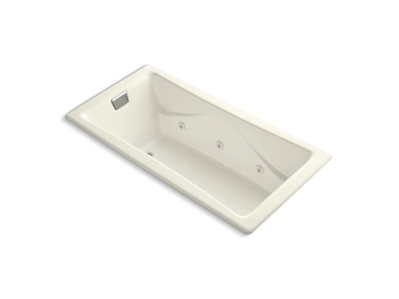 KOHLER K-865-JHM-96 Biscuit Tea-for-Two 71-3/4" x 36" drop-in/undermount whirlpool bath with end drain