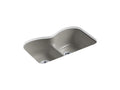 KOHLER K-6626-6U-K4 Langlade 33" x 22" x 9-5/8" Smart Divide undermount double-equal kitchen sink with 6 oversize faucet holes