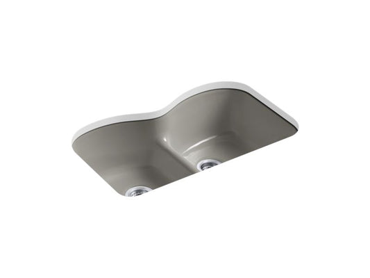 KOHLER K-6626-6U-K4 Langlade 33" x 22" x 9-5/8" Smart Divide undermount double-equal kitchen sink with 6 oversize faucet holes