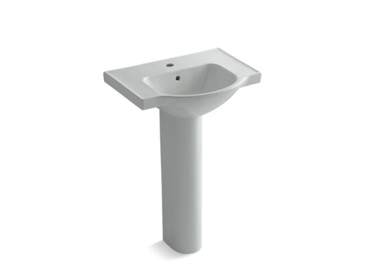 KOHLER K-5266-1-95 Ice Grey Veer 24" pedestal bathroom sink with single faucet hole