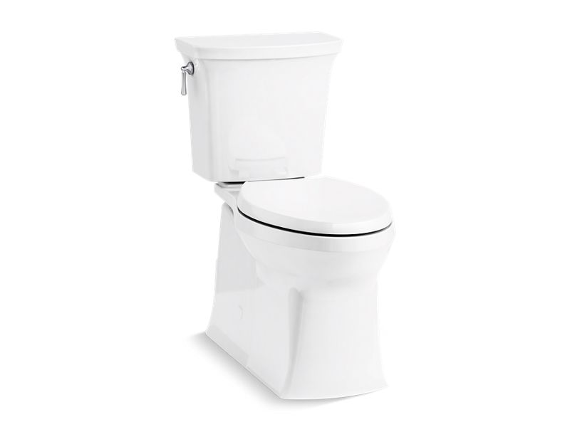 KOHLER K-5709-0 White Corbelle ContinuousClean XT two-piece elongated toilet with skirted trapway, 1.28 gpf