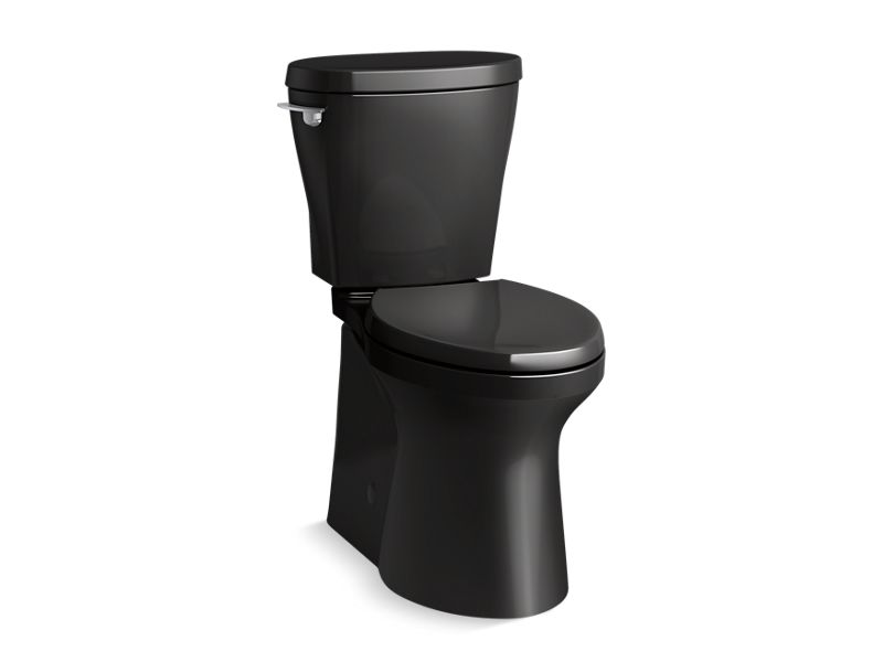 KOHLER K-20198-7 Black Black Betello ContinuousClean XT two-piece elongated toilet with skirted trapway, 1.28 gpf