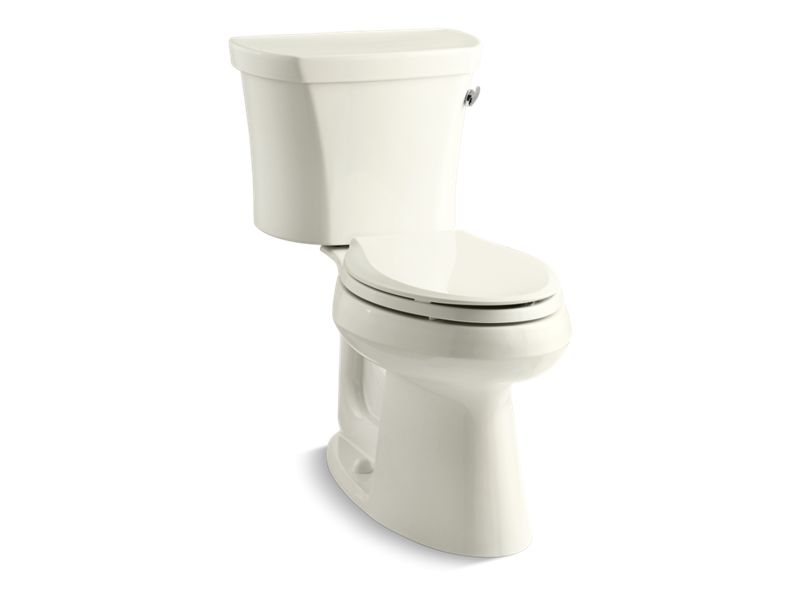 KOHLER K-3949-RZ-96 Biscuit Highline Two-piece elongated 1.28 gpf chair height toilet with right-hand trip lever, tank cover locks, insulated tank and 14" rough-in
