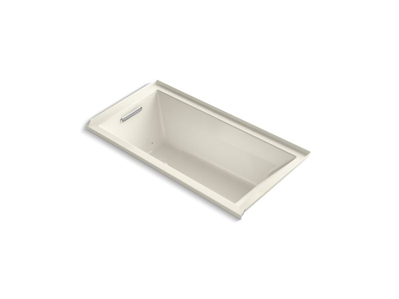 KOHLER K-1167-GHLW-96 Biscuit Underscore 60" x 30" Heated BubbleMassage air bath with Bask, left drain