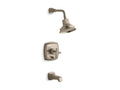 KOHLER K-T16233-3-BV Margaux Rite-Temp(R) pressure-balancing bath and shower faucet trim with push-button diverter and cross handle, valve not included