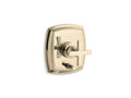 KOHLER K-T98759-3-AF Margaux Rite-Temp(R) pressure-balancing valve trim with push-button diverter and cross handles, valve not included