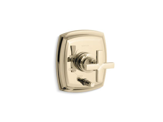 KOHLER K-T98759-3-AF Margaux Rite-Temp(R) pressure-balancing valve trim with push-button diverter and cross handles, valve not included