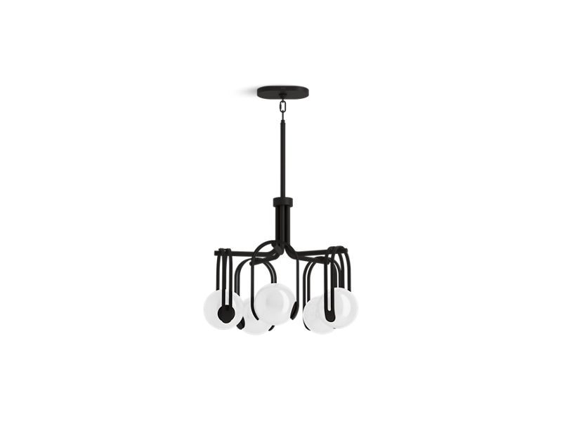 KOHLER K-32382-CH05-BLL Matte Black Kraga 24" five-light chandelier