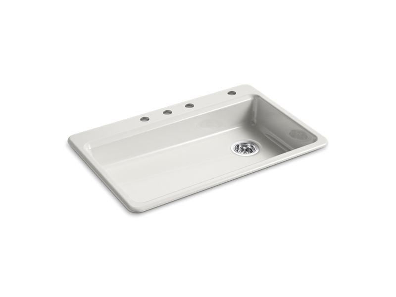 KOHLER K-8689-4-FF Sea Salt Riverby 33" top-mount single-bowl kitchen sink