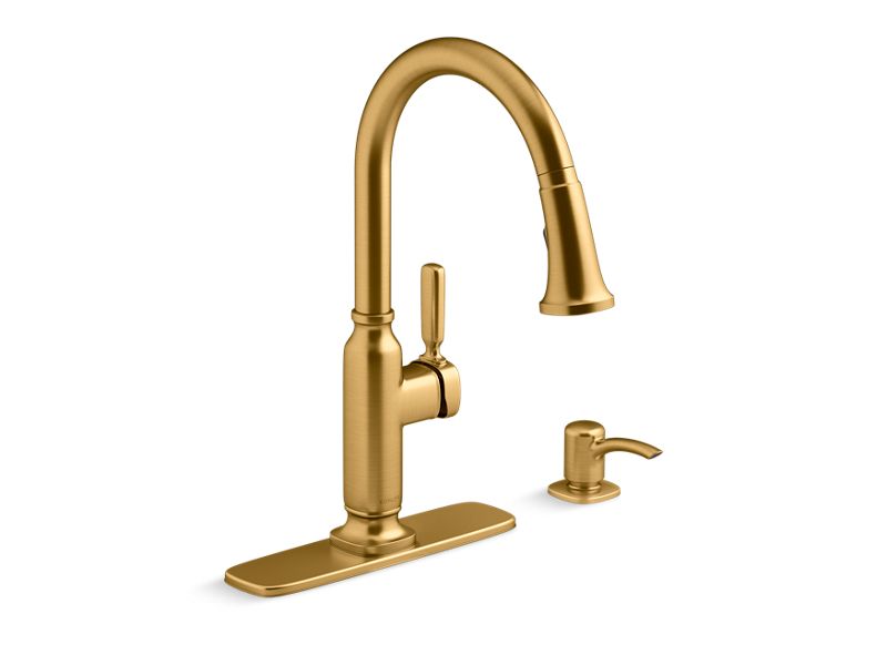 KOHLER K-R28703-SD-2MB Vibrant Brushed Moderne Brass Ealing Pull-down kitchen sink faucet