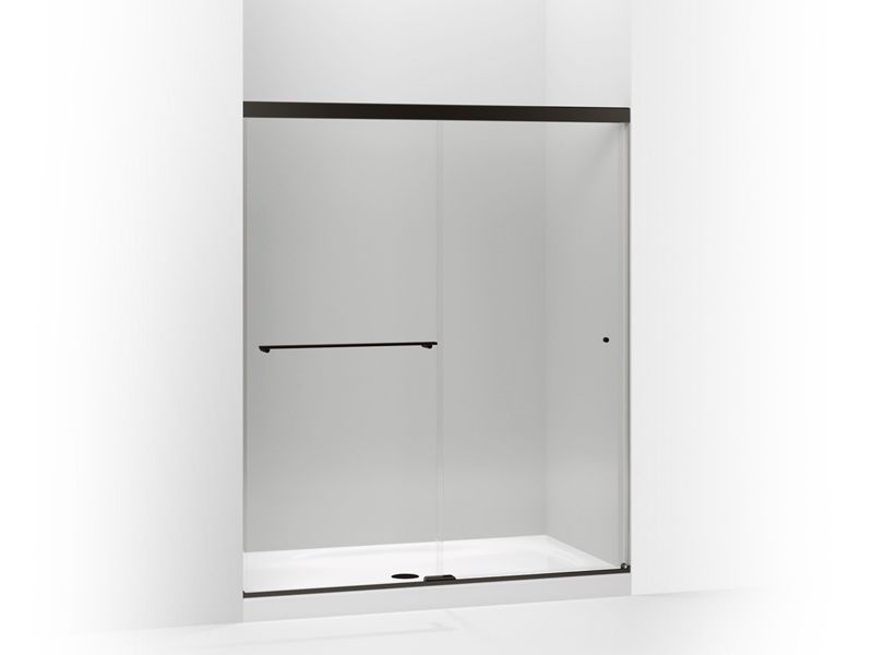 KOHLER K-707200-L-ABZ Anodized Dark Bronze Revel Sliding shower door, 70" H x 56-5/8 - 59-5/8" W, with 1/4" thick Crystal Clear glass