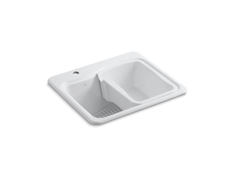 KOHLER K-6657-1-0 River Falls 25" x 22' x 14-15/16" top-mount utility sink with single faucet hole on deck on left side
