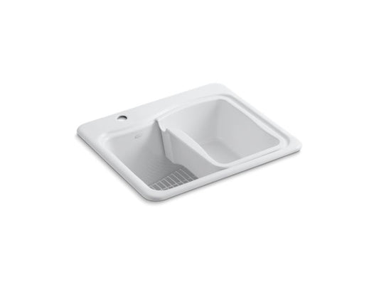 KOHLER K-6657-1-0 River Falls 25" x 22' x 14-15/16" top-mount utility sink with single faucet hole on deck on left side