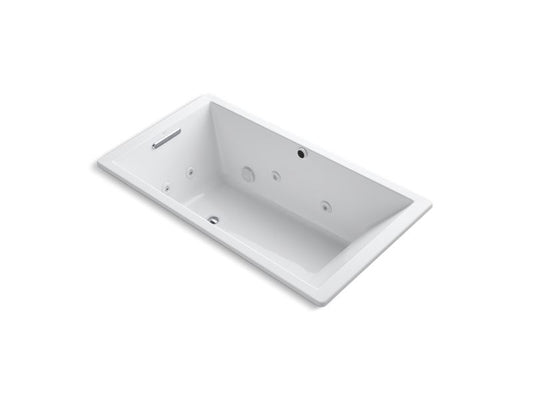 KOHLER K-1173-JH-0 White Underscore 66" x 36" heated whirlpool bath with end drain