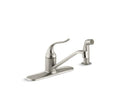 KOHLER K-15172-F-BN Coralais Three-hole kitchen sink faucet with 8-1/2" spout, matching finish sidespray and lever handle