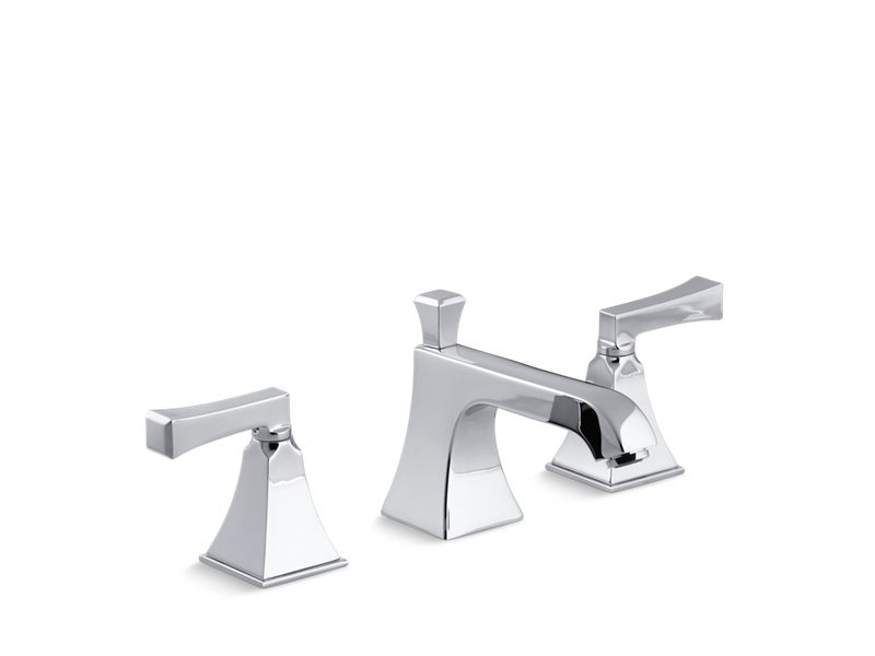 KOHLER K-454-4V-CP Polished Chrome Memoirs Stately Widespread bathroom sink faucet with Deco lever handles
