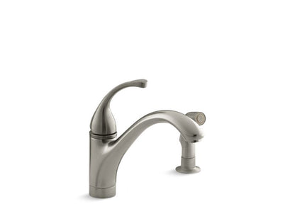 KOHLER K-10416-BN Vibrant Brushed Nickel Forte 2-hole kitchen sink faucet with 9-1/16" spout, matching finish sidespray