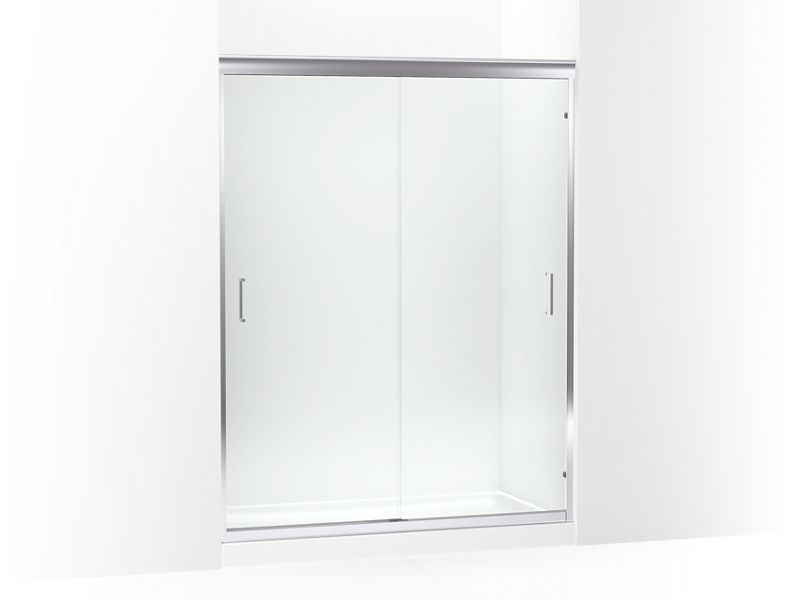 KOHLER K-702218-6L-SHP Bright Polished Silver Fluence 54-5/8" - 59-5/8" W x 75-23/32" H sliding shower door with 1/4" thick Crystal Clear glass