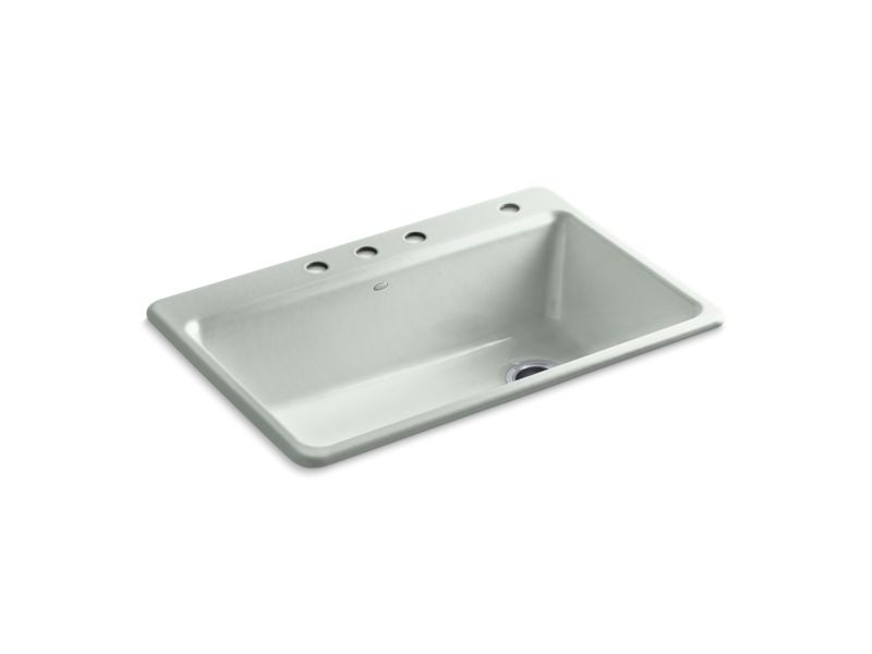 KOHLER K-5871-4A2-FF Riverby 33" Top-Mount Single-Bowl Workstation Kitchen Sink In Sea Salt