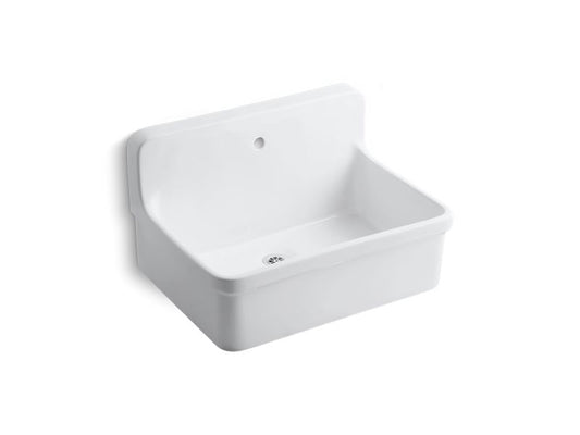 KOHLER K-12781-0 White Gilford 30" x 22" bracket-mount scrub-up/plaster sink with single faucet hole