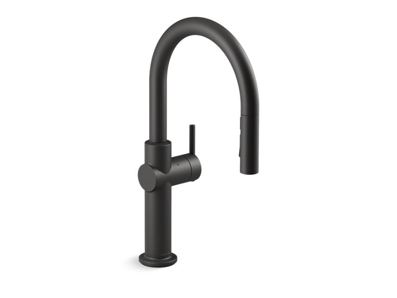 KOHLER K-22974-WB-BL Matte Black Crue Touchless pull-down kitchen sink faucet with KOHLER Konnect and three-function sprayhead