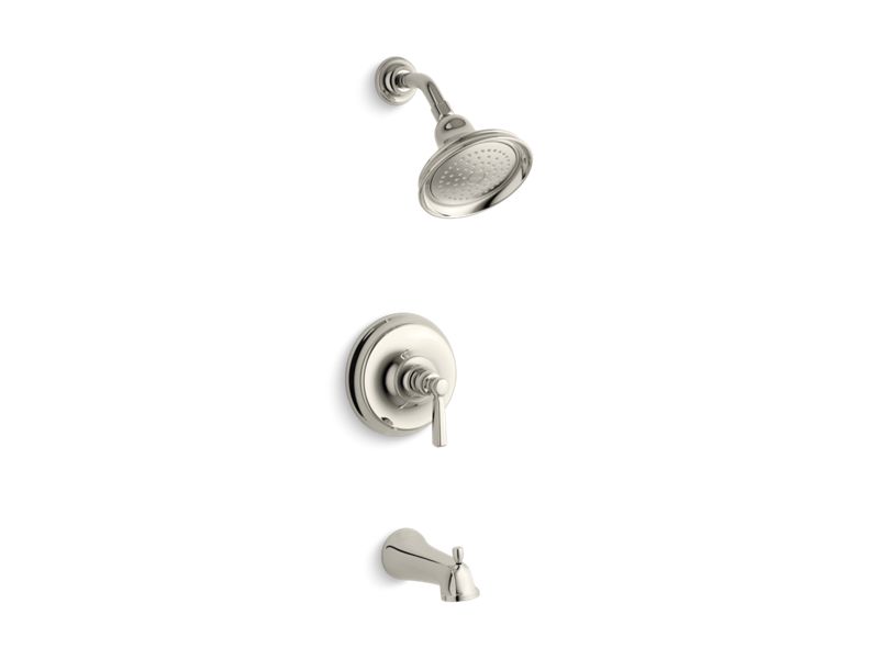 KOHLER K-TS10581-4-SN Vibrant Polished Nickel Bancroft Rite-Temp bath and shower trim set with NPT spout, valve not included