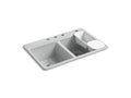 KOHLER K-8679-4A2-95 Riverby 33" Top-Mount Double-Bowl Workstation Kitchen Sink In Ice Grey