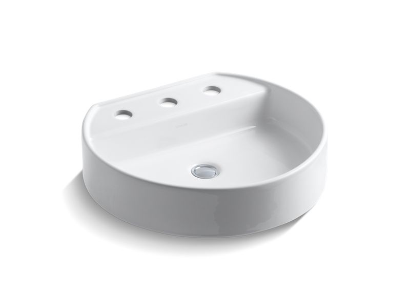 KOHLER K-2331-8-0 Chord Wading Pool Vessel bathroom sink with 8" widespread faucet holes