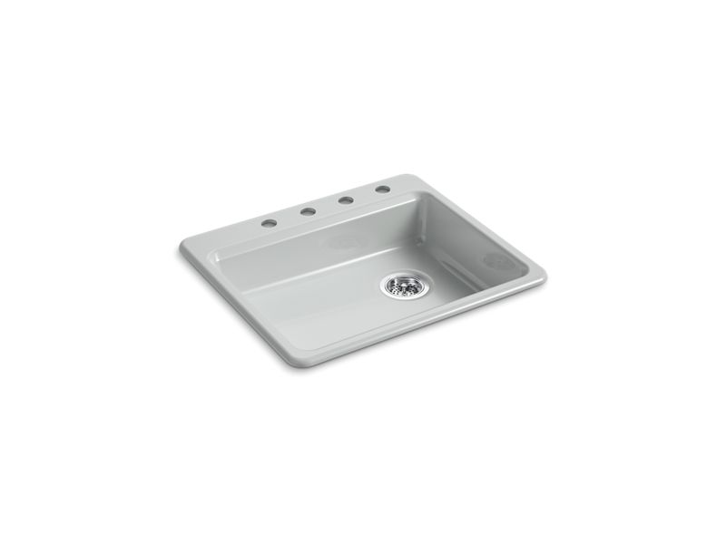 KOHLER K-5479-4-95 Ice Grey Riverby 25" top-mount single-bowl kitchen sink